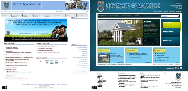 UoM Homepage Old and New
